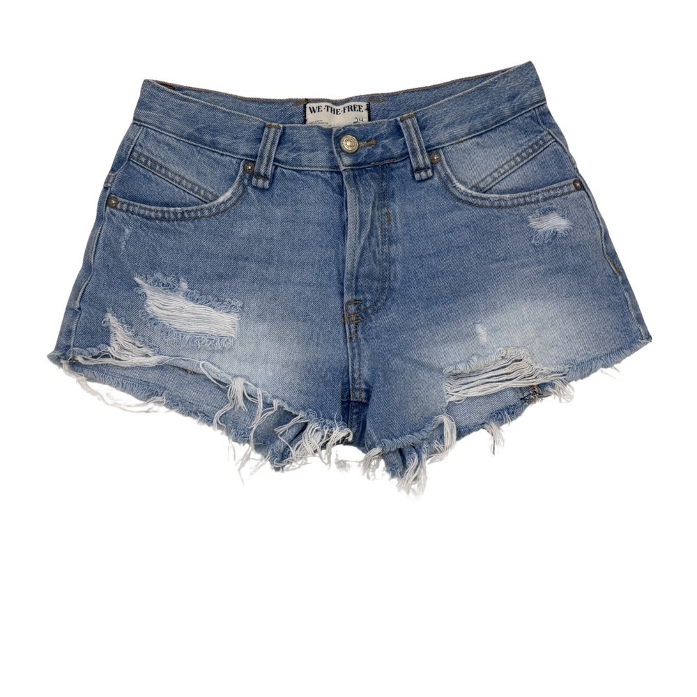 We The Free Light Blue Ripped Jean Shorts - Picture 1 of 3